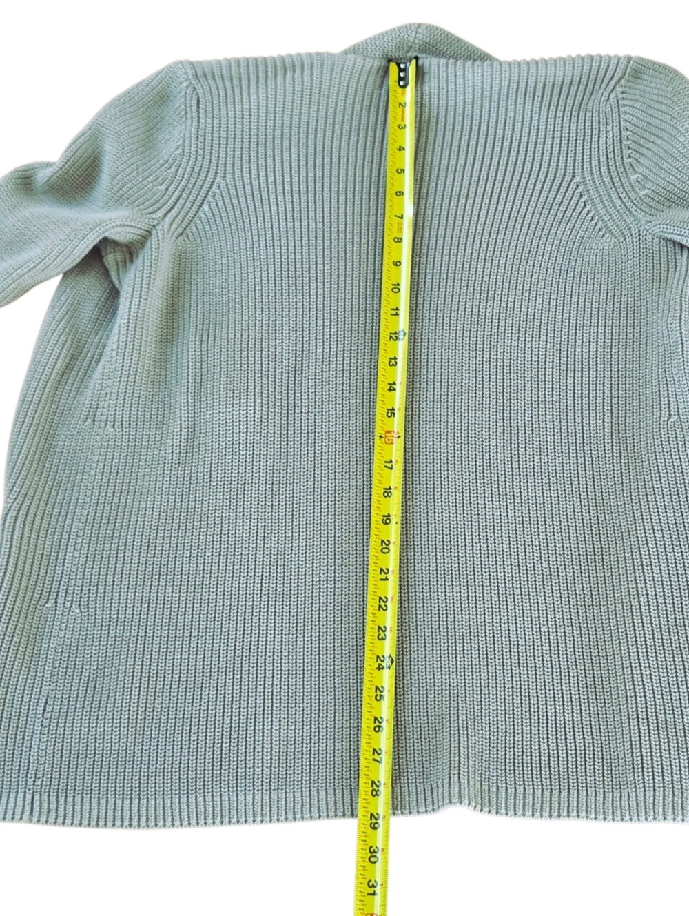 LOFT Open Long Cardigan Sweater 100% Cotton Sage Green with Pockets XL - Picture 11 of 13